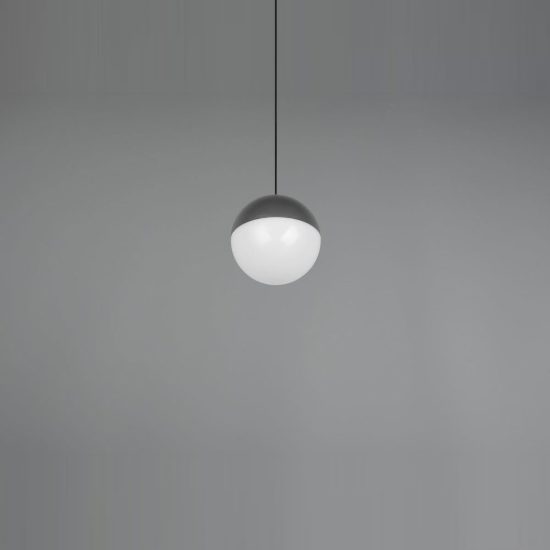 Lampada a sospensione led 5w 3000k per sala da pranzo moderna antracite con sfera antracite bianca