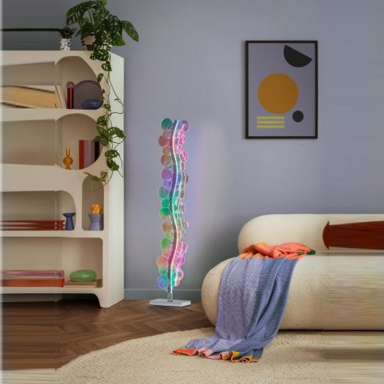 Piantana led 18w 4000k per soggiorno moderna cromo con diffusori iridescenti