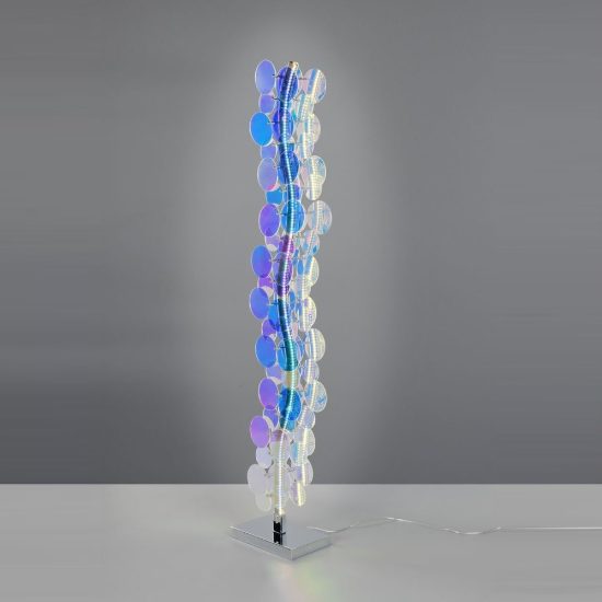 Piantana led 18w 4000k per soggiorno moderna cromo con diffusori iridescenti