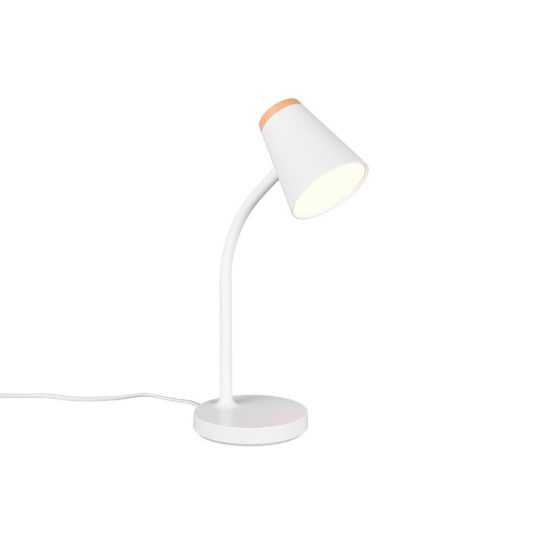 Lampada da scrivania led 4,5w 3000k per ufficio con braccio flessibile bianca