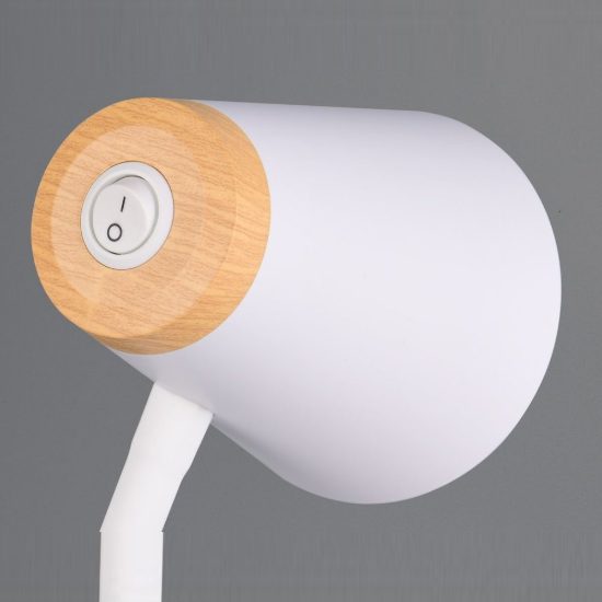 Lampada da scrivania led 4,5w 3000k per ufficio con braccio flessibile bianca