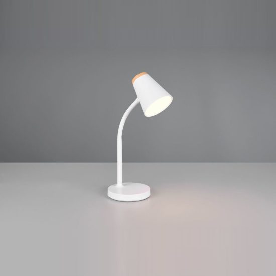 Lampada da scrivania led 4,5w 3000k per ufficio con braccio flessibile bianca