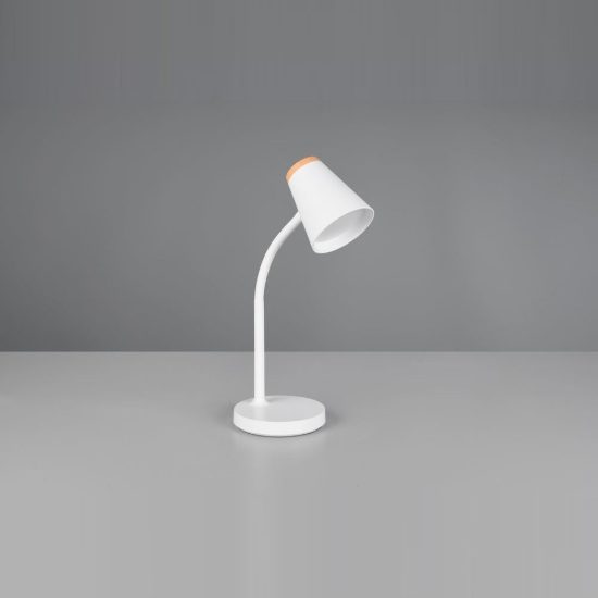 Lampada da scrivania led 4,5w 3000k per ufficio con braccio flessibile bianca