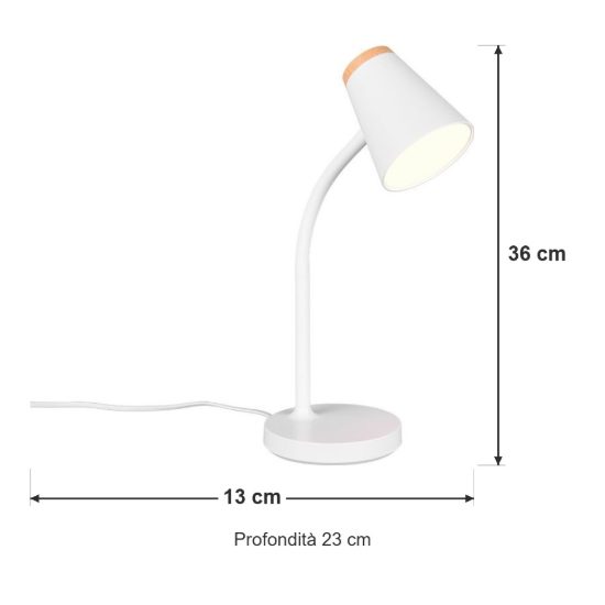Lampada da scrivania led 4,5w 3000k per ufficio con braccio flessibile bianca