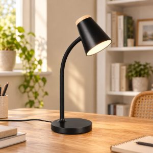Lampada da scrivania led 4,5w 3000k per ufficio con braccio flessibile nera