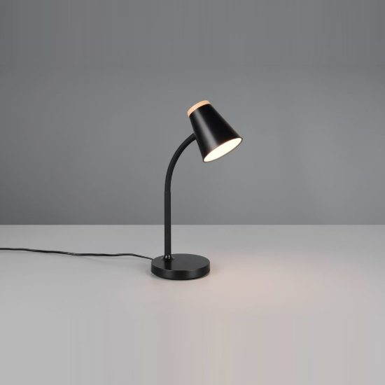 Lampada da scrivania led 4,5w 3000k per ufficio con braccio flessibile nera