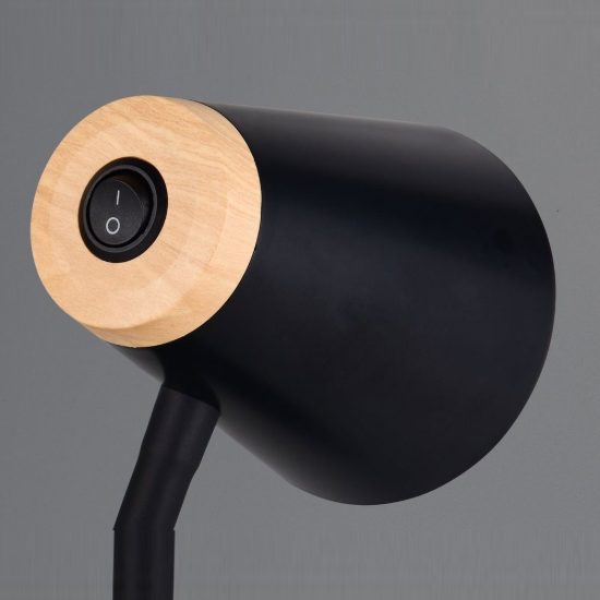 Lampada da scrivania led 4,5w 3000k per ufficio con braccio flessibile nera