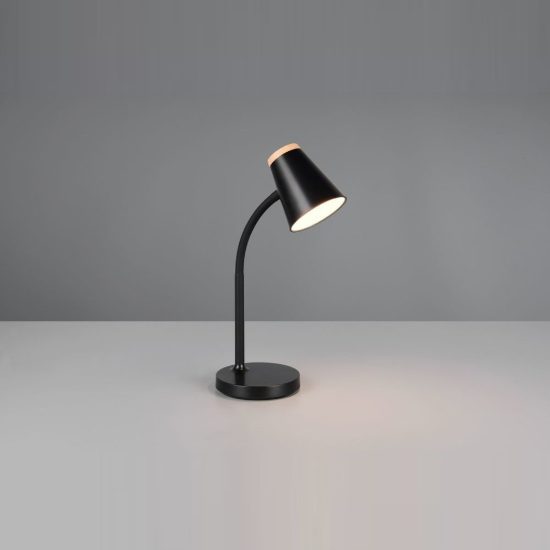 Lampada da scrivania led 4,5w 3000k per ufficio con braccio flessibile nera