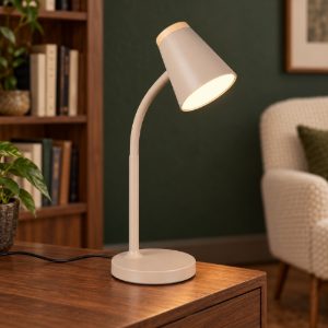 Lampada da scrivania led 4,5w 3000k per ufficio con braccio flessibile beige caldo