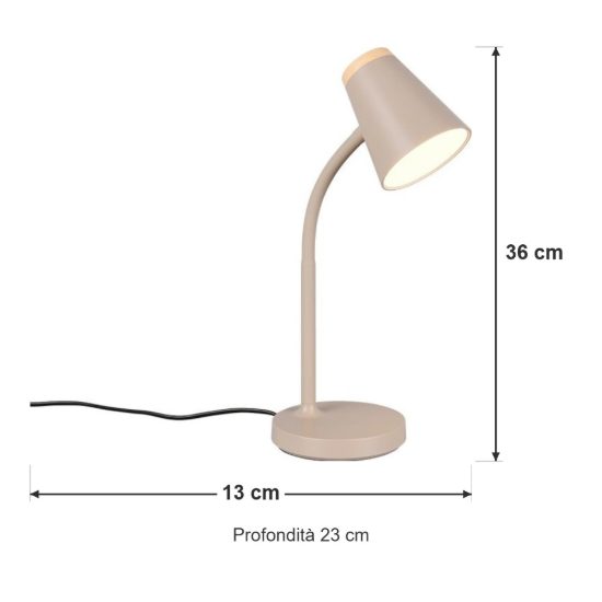 Lampada da scrivania led 4,5w 3000k per ufficio con braccio flessibile beige caldo