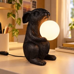 Abat-jour per comodino moderno a forma di coniglio nero oro