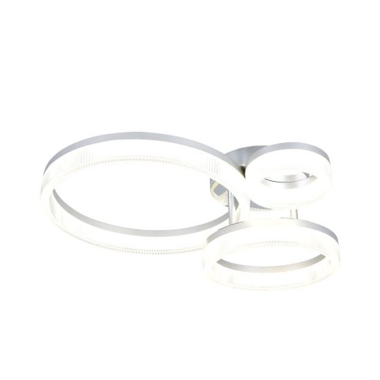 Plafoniera led 32w 4000k per soggiorno moderna cromo a 3 anelli con diffusore 3d trasparente