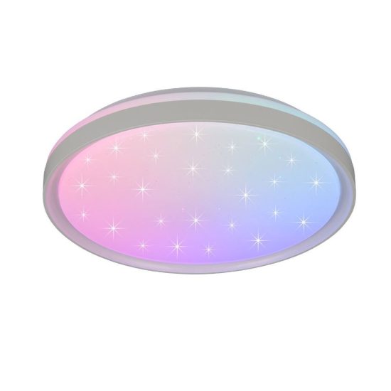 Plafoniera led 14w cct 2700k 6500k rgb con telecomando moderna rotonda bianca effetto cielo stellato