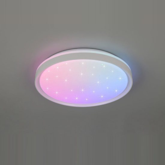 Plafoniera led 14w cct 2700k 6500k rgb con telecomando moderna rotonda bianca effetto cielo stellato