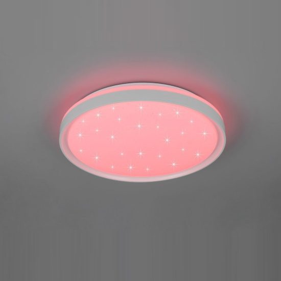 Plafoniera led 14w cct 2700k 6500k rgb con telecomando moderna rotonda bianca effetto cielo stellato