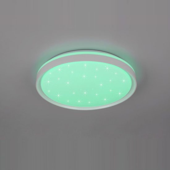 Plafoniera led 14w cct 2700k 6500k rgb con telecomando moderna rotonda bianca effetto cielo stellato