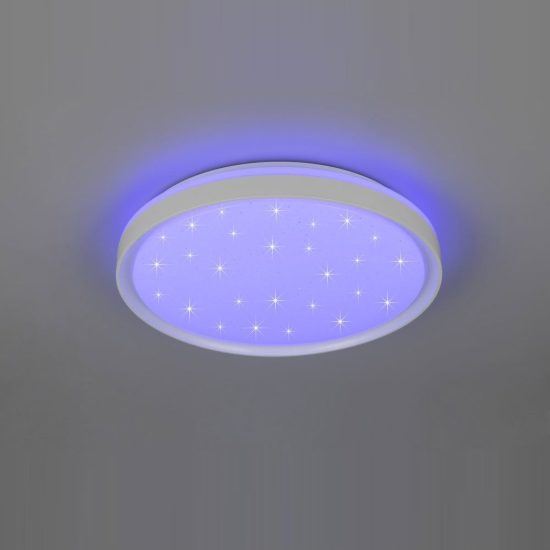 Plafoniera led 14w cct 2700k 6500k rgb con telecomando moderna rotonda bianca effetto cielo stellato