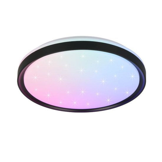 Plafoniera led 14w cct 2700k 6500k rgb con telecomando moderna rotonda nera effetto cielo stellato