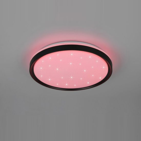 Plafoniera led 14w cct 2700k 6500k rgb con telecomando moderna rotonda nera effetto cielo stellato