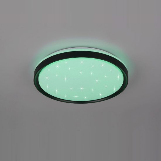 Plafoniera led 14w cct 2700k 6500k rgb con telecomando moderna rotonda nera effetto cielo stellato