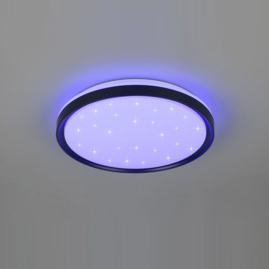 Plafoniera led 14w cct 2700k 6500k rgb con telecomando moderna rotonda nera effetto cielo stellato