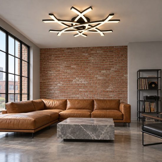 Plafoniera led 33w 3000k per soggiorno moderna nera dalla forma scultorea