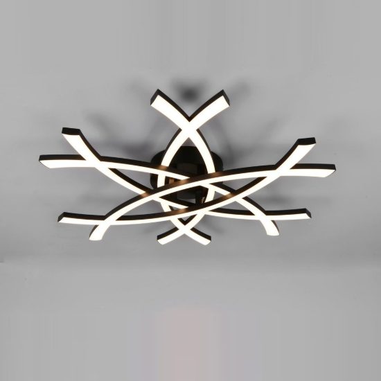 Plafoniera led 33w 3000k per soggiorno moderna nera dalla forma scultorea