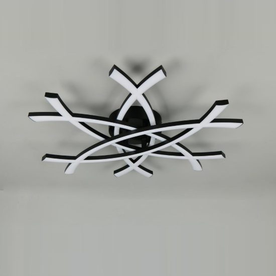 Plafoniera led 33w 3000k per soggiorno moderna nera dalla forma scultorea