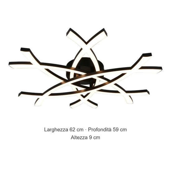 Plafoniera led 33w 3000k per soggiorno moderna nera dalla forma scultorea