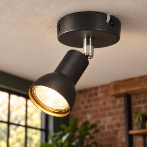 Faretto da soffitto per soggiorno orientabile moderno nero