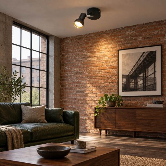 Faretto da soffitto per soggiorno orientabile moderno nero