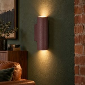 Applique bi-emissione 2 luci per soggiorno moderna ruggine