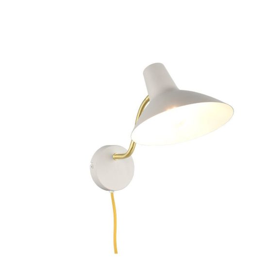 Applique per comodino camera da letto bianca ottone satinato con braccio flessibile interruttore