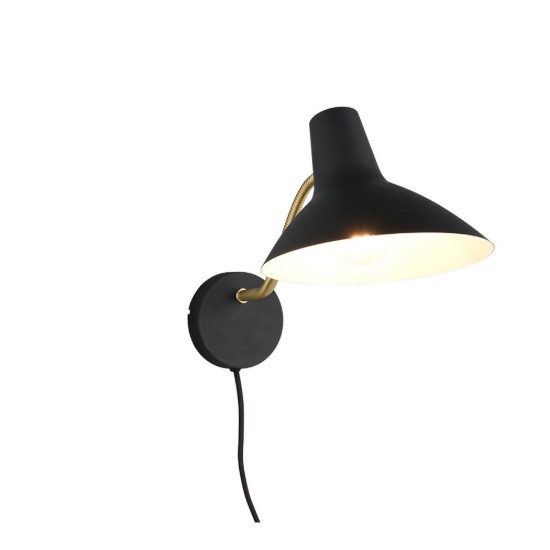Applique per comodino camera da letto nera ottone satinato con braccio flessibile interruttore