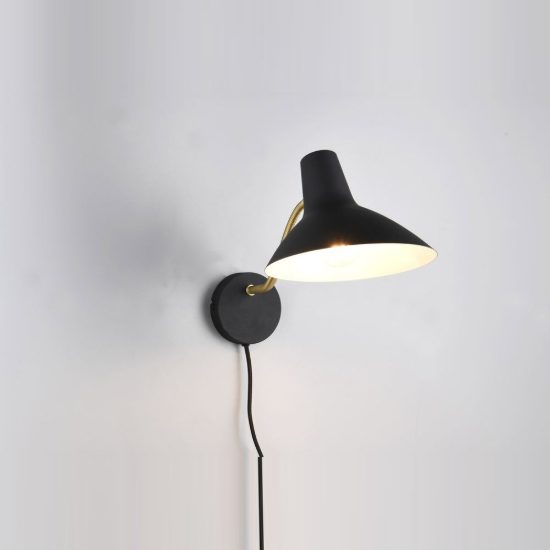 Applique per comodino camera da letto nera ottone satinato con braccio flessibile interruttore