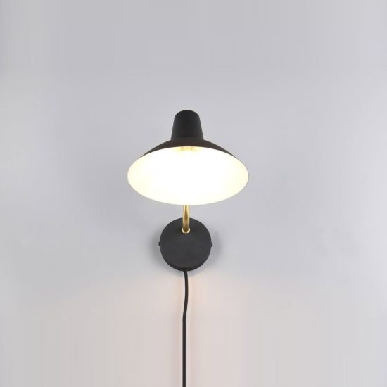 Applique per comodino camera da letto nera ottone satinato con braccio flessibile interruttore