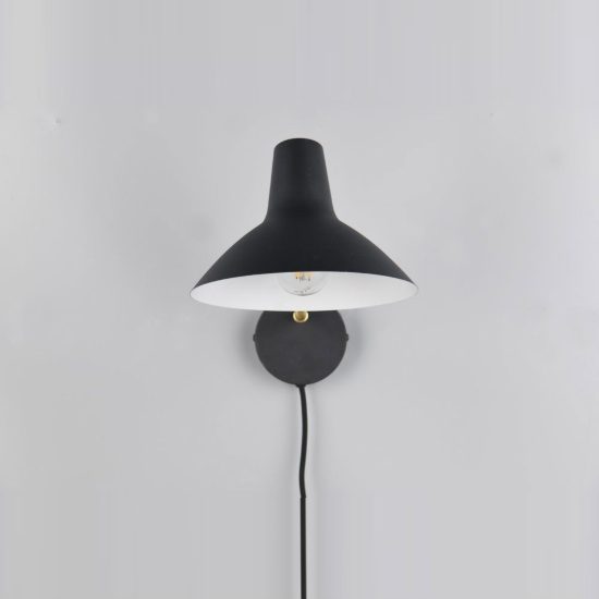 Applique per comodino camera da letto nera ottone satinato con braccio flessibile interruttore