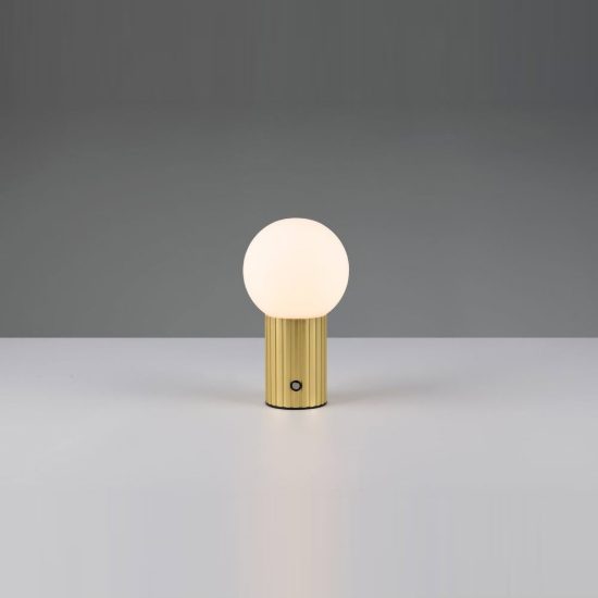Abat-jour ricaricabile led 2w cct 2300k 3000k 4000k touch per comodino ottone satinato con sfera bianca