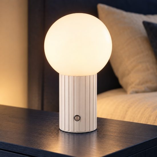 Abat-jour ricaricabile led 2w cct 2300k 3000k 4000k touch per comodino bianco con sfera bianca