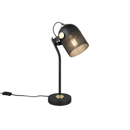 Lampada da scrivania per ufficio moderna nera oro satinato con testa traforata