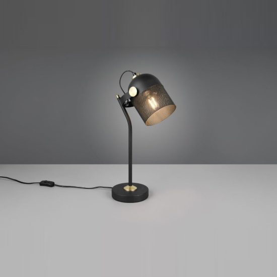 Lampada da scrivania per ufficio moderna nera oro satinato con testa traforata