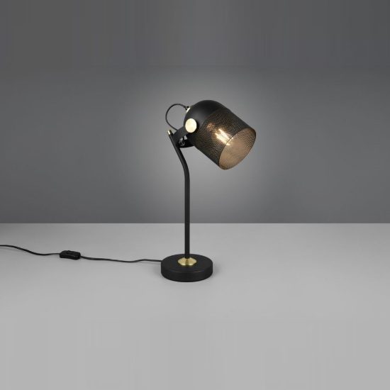 Lampada da scrivania per ufficio moderna nera oro satinato con testa traforata