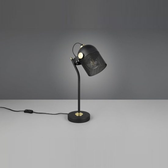 Lampada da scrivania per ufficio moderna nera oro satinato con testa traforata