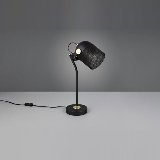 Lampada da scrivania per ufficio moderna nera oro satinato con testa traforata