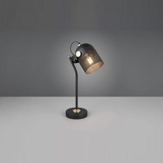 Lampada da scrivania per ufficio moderna nera oro satinato con testa traforata
