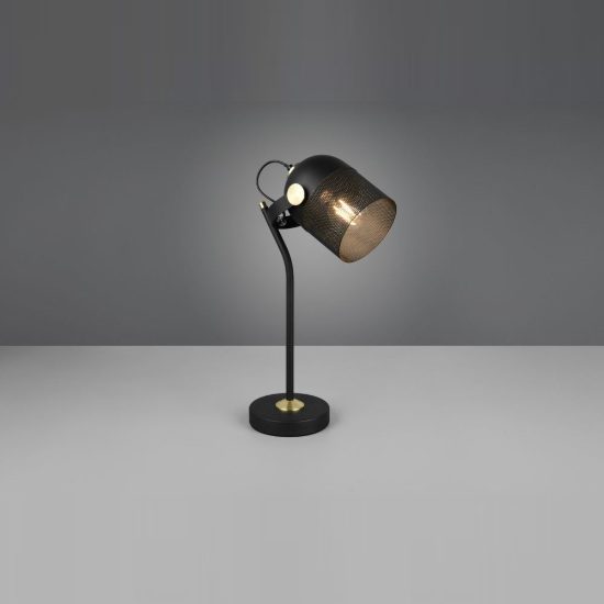 Lampada da scrivania per ufficio moderna nera oro satinato con testa traforata