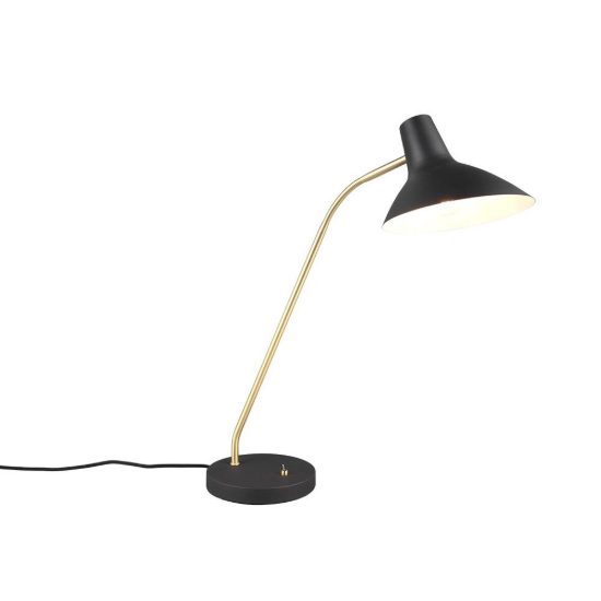 Lampada da tavolo per soggiorno nera ottone satinato con braccio flessibile interruttore