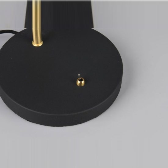 Lampada da tavolo per soggiorno nera ottone satinato con braccio flessibile interruttore