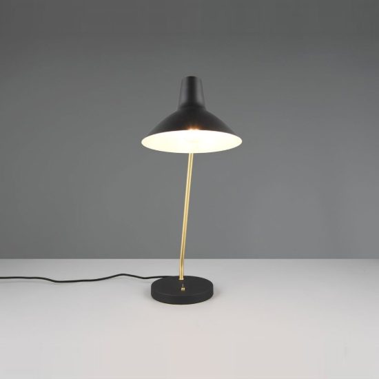 Lampada da tavolo per soggiorno nera ottone satinato con braccio flessibile interruttore