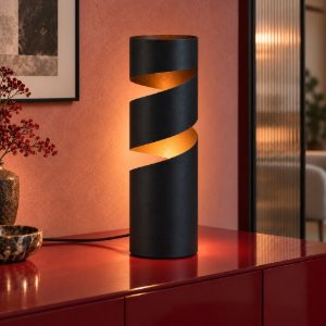 Abat-jour per comodino moderno nero a forma di cavatappi